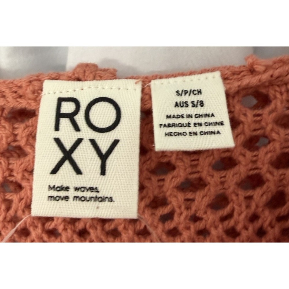 NWT Roxy After Beach Break‎ Womens Long Sleeve Crochet Sweater Coral Size Small - Picture 5 of 13